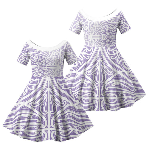 Purple New Zealand Puhoro Maori Tattoo Family Matching Tank Maxi Dress and Hawaiian Shirt