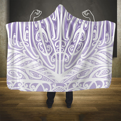 Purple New Zealand Puhoro Maori Tattoo Hooded Blanket