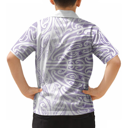 Purple New Zealand Puhoro Maori Tattoo Kid Hawaiian Shirt LT14