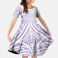 Purple New Zealand Puhoro Maori Tattoo Kid Short Sleeve Dress