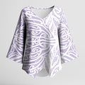 Purple New Zealand Puhoro Maori Tattoo Kimono Sleeve Blouse