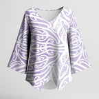 Purple New Zealand Puhoro Maori Tattoo Kimono Sleeve Blouse