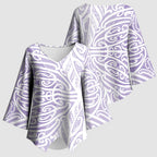 Purple New Zealand Puhoro Maori Tattoo Kimono Sleeve Blouse
