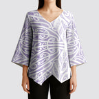 Purple New Zealand Puhoro Maori Tattoo Kimono Sleeve Blouse