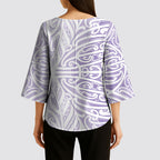 Purple New Zealand Puhoro Maori Tattoo Kimono Sleeve Blouse