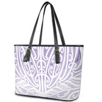 Purple New Zealand Puhoro Maori Tattoo Leather Tote Bag