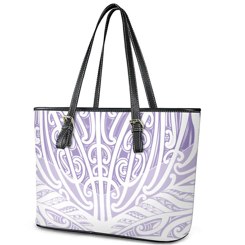 Purple New Zealand Puhoro Maori Tattoo Leather Tote Bag