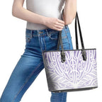 Purple New Zealand Puhoro Maori Tattoo Leather Tote Bag