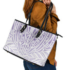 Purple New Zealand Puhoro Maori Tattoo Leather Tote Bag