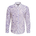 Purple New Zealand Puhoro Maori Tattoo Long Sleeve Button Shirt