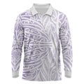 Purple New Zealand Puhoro Maori Tattoo Long Sleeve Polo Shirt