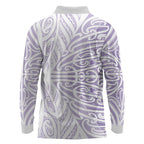 Purple New Zealand Puhoro Maori Tattoo Long Sleeve Polo Shirt