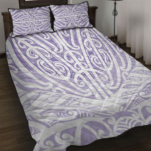 Purple New Zealand Puhoro Maori Tattoo Quilt Bed Set