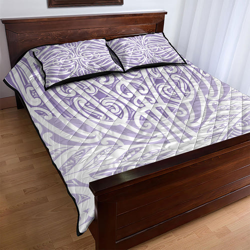 Purple New Zealand Puhoro Maori Tattoo Quilt Bed Set