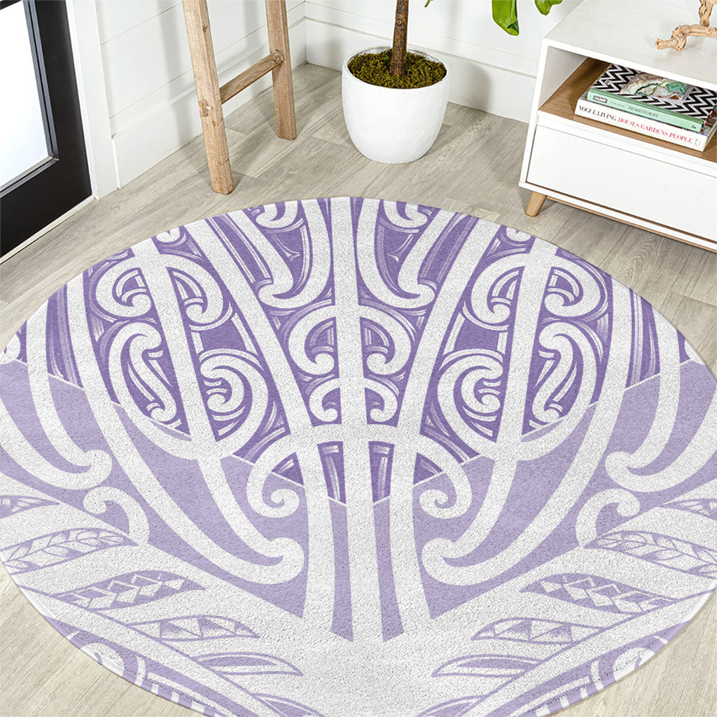 Purple New Zealand Puhoro Maori Tattoo Round Carpet