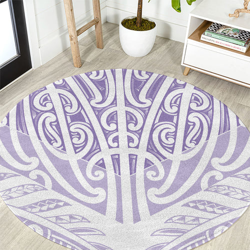 Purple New Zealand Puhoro Maori Tattoo Round Carpet