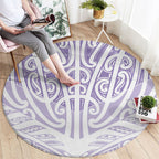 Purple New Zealand Puhoro Maori Tattoo Round Carpet