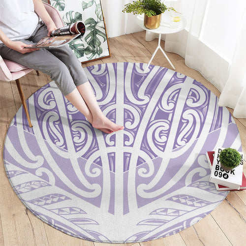 Purple New Zealand Puhoro Maori Tattoo Round Carpet