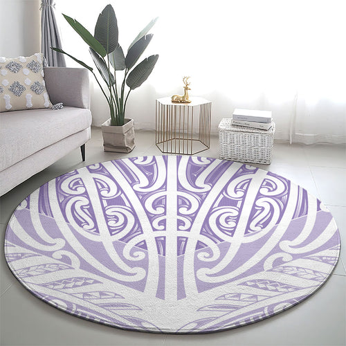 Purple New Zealand Puhoro Maori Tattoo Round Carpet