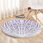 Purple New Zealand Puhoro Maori Tattoo Round Carpet