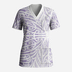 Purple New Zealand Puhoro Maori Tattoo Scrub Top