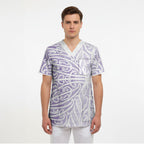 Purple New Zealand Puhoro Maori Tattoo Scrub Top