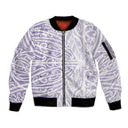 Purple New Zealand Puhoro Maori Tattoo Sleeve Zip Bomber Jacket