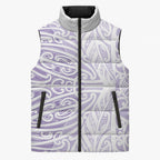 Purple New Zealand Puhoro Maori Tattoo Sleeveless Puffer Jacket