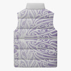 Purple New Zealand Puhoro Maori Tattoo Sleeveless Puffer Jacket