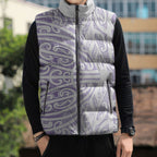 Purple New Zealand Puhoro Maori Tattoo Sleeveless Puffer Jacket