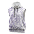 Purple New Zealand Puhoro Maori Tattoo Sleeveless Zip Hoodie