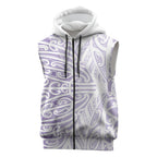 Purple New Zealand Puhoro Maori Tattoo Sleeveless Zip Hoodie