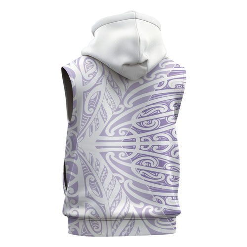 Purple New Zealand Puhoro Maori Tattoo Sleeveless Zip Hoodie