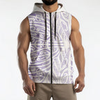 Purple New Zealand Puhoro Maori Tattoo Sleeveless Zip Hoodie