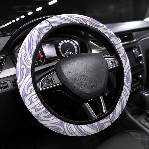 Purple New Zealand Puhoro Maori Tattoo Steering Wheel Cover
