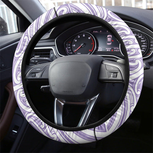 Purple New Zealand Puhoro Maori Tattoo Steering Wheel Cover
