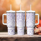 Purple New Zealand Puhoro Maori Tattoo Tumbler With Handle