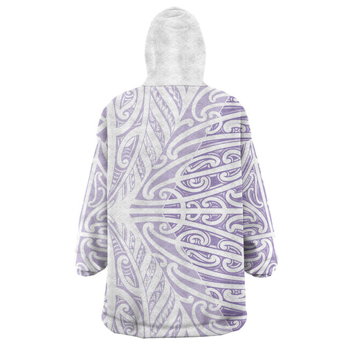 Purple New Zealand Puhoro Maori Tattoo Wearable Blanket Hoodie