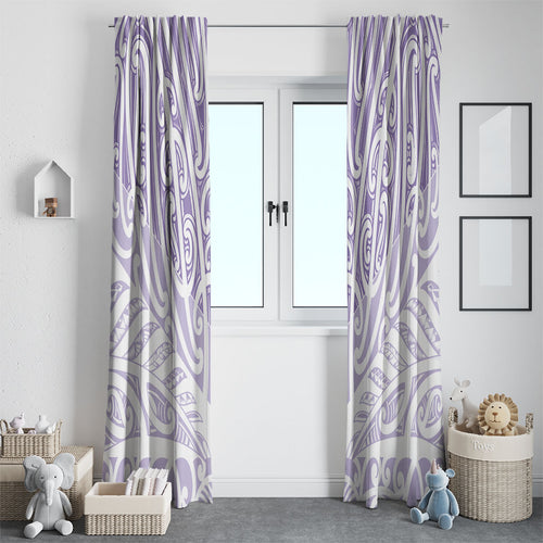 Purple New Zealand Puhoro Maori Tattoo Window Curtain