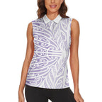 Purple New Zealand Puhoro Maori Tattoo Women Sleeveless Polo Shirt