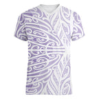 Purple New Zealand Puhoro Maori Tattoo Women V-Neck T-Shirt