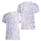 Purple New Zealand Puhoro Maori Tattoo Women V-Neck T-Shirt