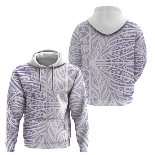 Purple New Zealand Puhoro Maori Tattoo Zip Hoodie