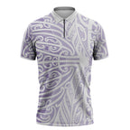 Purple New Zealand Puhoro Maori Tattoo Zipper Polo Shirt
