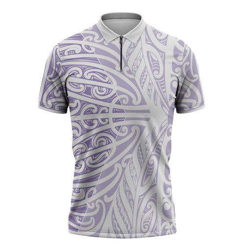Purple New Zealand Puhoro Maori Tattoo Zipper Polo Shirt