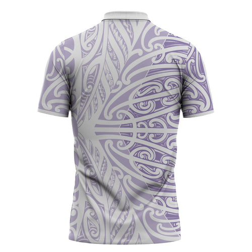 Purple New Zealand Puhoro Maori Tattoo Zipper Polo Shirt