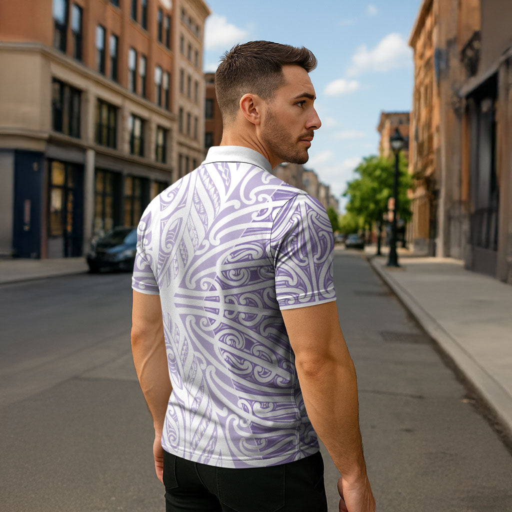 Purple New Zealand Puhoro Maori Tattoo Zipper Polo Shirt