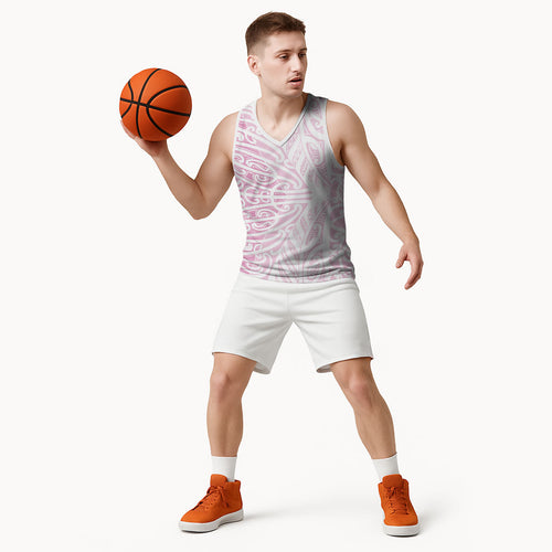 Pink New Zealand Puhoro Maori Tattoo Basketball Jersey