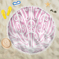 Pink New Zealand Puhoro Maori Tattoo Beach Blanket