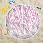 Pink New Zealand Puhoro Maori Tattoo Beach Blanket